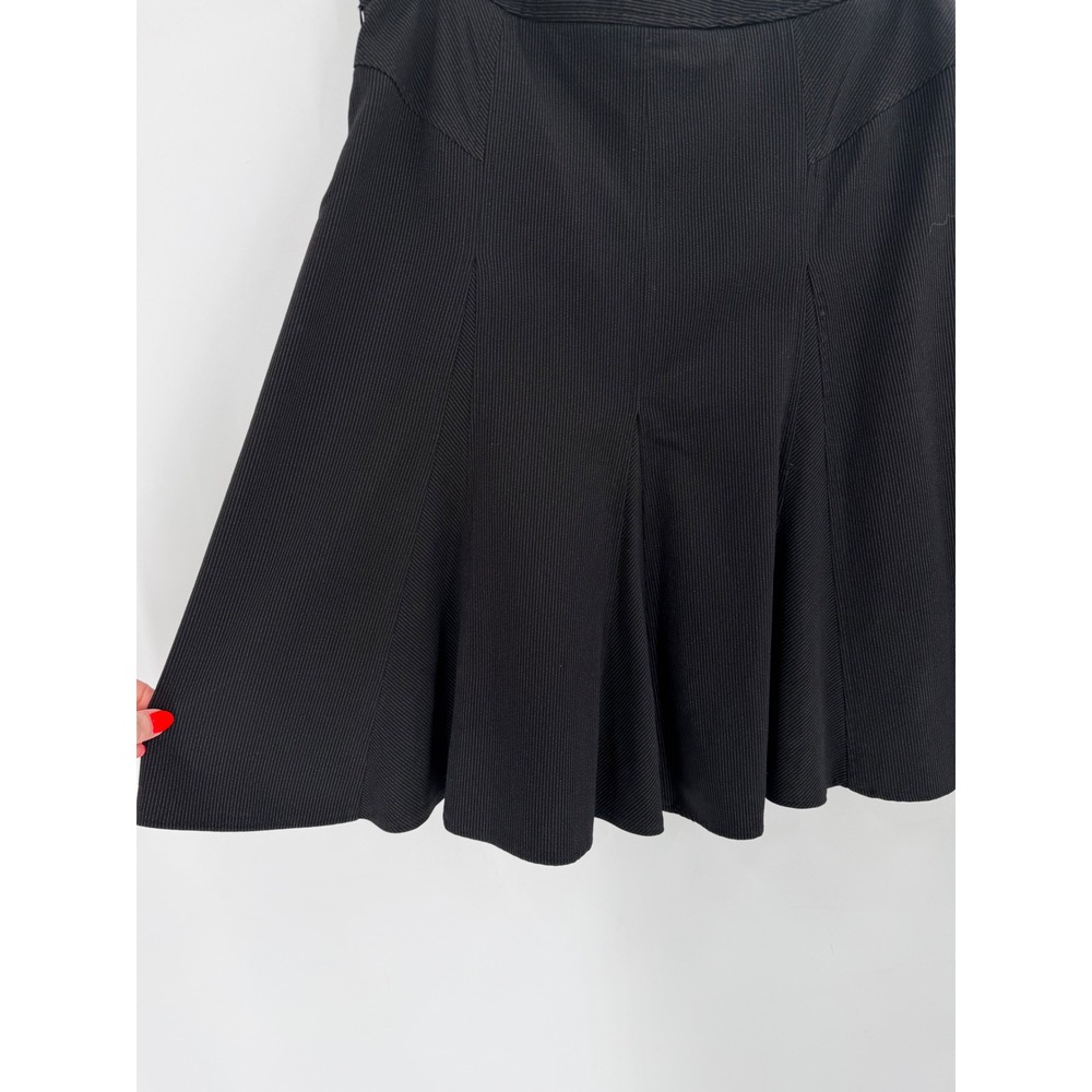 Sandro Flared Skirt Women 8 Black Pinstripe Goth Dark Academia School Girl - Picture 7 of 11